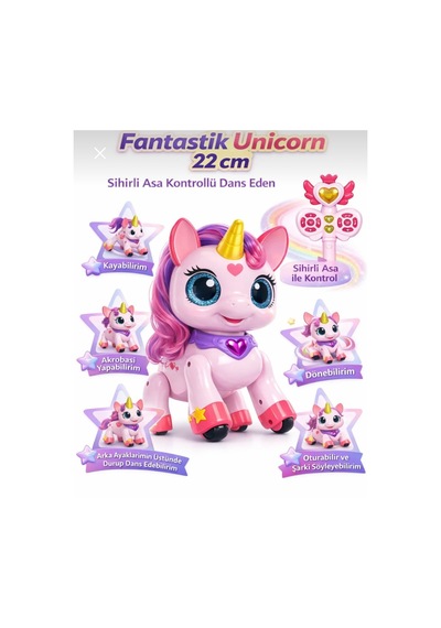 Uzaktan Kumandalı Unicorn Robot Sihirli Asa Kontrollü Fantastik Unicorn Robot 22 Cm Dans Eden Şa