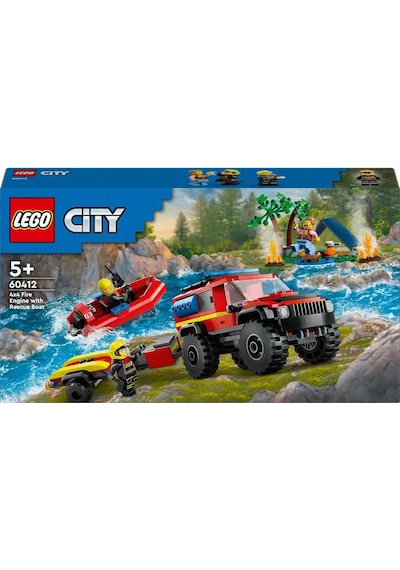 LEGO® City 4x4 Kurtarma Botlu İtfaiye Kamyonu 60412 5+ Yaratıcı Oyuncak Yapım Seti - 301 Parça
