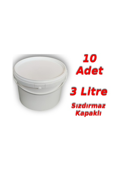 Decotone 3 L Plastik Kapaklı Kova Hobi Boya Gıda Yoğurt Kovası - 10 Adet Çok Renkli