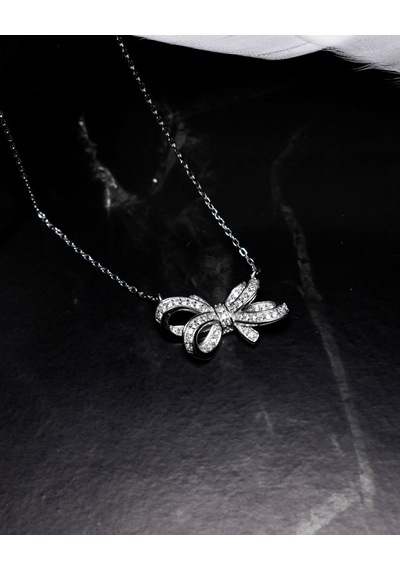 Brezza Lusso Jewelry Zirconia Taşlı Işıltılı Diamond Fiyonk Model Kadın Gümüş Kolye 45 CM 45 CM
