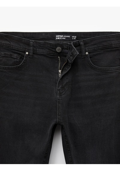 Koton Pamuklu Normal Bel Slim Fit Jean Pantolon - Brad Jean Siyah 6sam40136nd Siyah