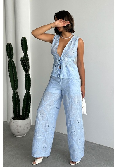 Verymoda Nakışlı Pantolon D2876 Mavi