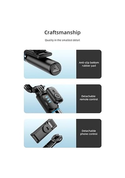 Axya C01 Çok Amaçlı Selfie Çubuğu Masa Üstü Tripod Kumandalı Selfie 360 Derece Dönebilir 107 Cm