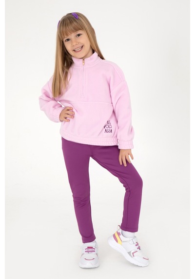 U.S. Polo Assn. Kız Çocuk Yarım Fermuarlı Pembe Polar Sweatshirt 50298983-VR041