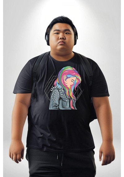 Angemiel Metal Müzik Çeket Siyah Büyük Beden Erkek Kadın Unisex Basic Ön Baskılı Tişört Siyah