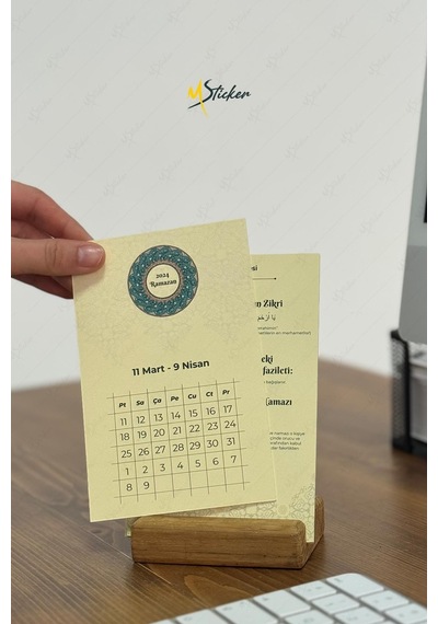 Ramazan Takvimi - Ramazan Ayı Dualı - Günün Önemi İçerikli Ahşap Tutuculu Takvim , Ramazan Seti