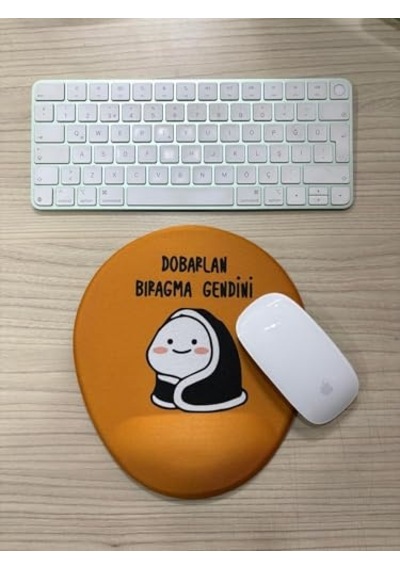 Dobarlan Bıragma Gendini Baskılı Bilek Destekli Oval Mouse Pad Turuncu
