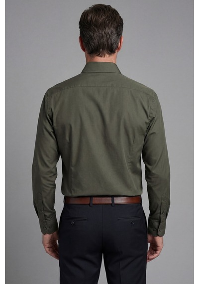 Bisse Modern Fit Klasik Yaka Haki Cepsiz Erkek Gömlek Gmkls4kc242058 D49