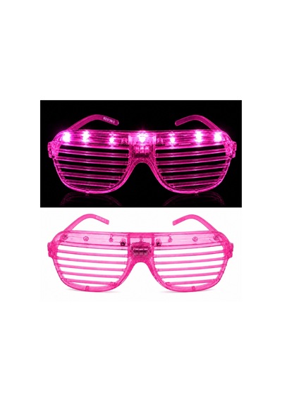 Led Işıklı Panjur Parti Gözlüğü Pembe Renk Shutter Gözlük