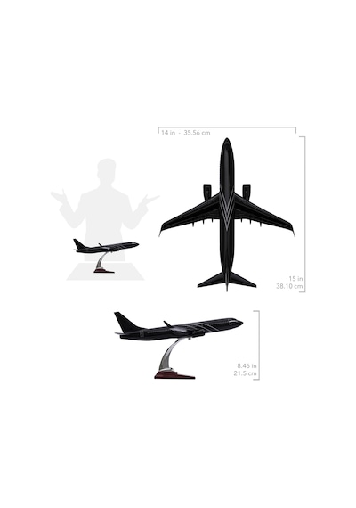 Zekupp - Maket Uçak - Boeing 737-800 1/100 - SİYAH ÖZEL TASARIM Model Uçak
