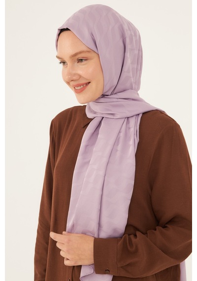 Mirsoy Scarf Dalga Desen İpeksi Jakar Şal - Lila Lila