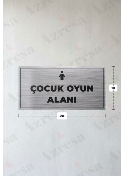 Çocuk Oyun Alanı Yazılı - Metal - Gümüş Renk - Kapı İsimliği - 20x10 Cm