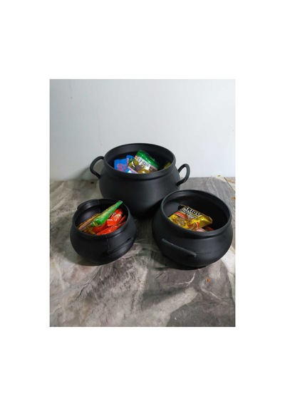 Cadılar Bayramı Cadı Kazanı Şeker Kasesi 3 Farklı Boy Siyah