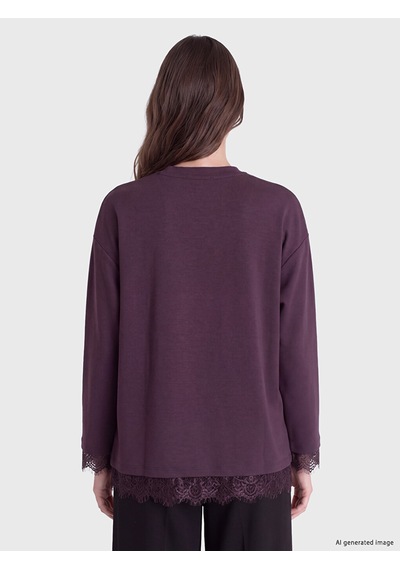 Lcw Modest Mürdüm Soft Touch Kadın Sweatshirt Tunik