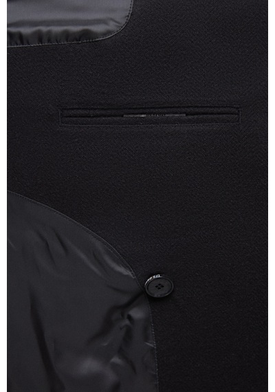 D's Damat Ds Damat Regular Fit Siyah Balıksırtı Kruvaze Palto 3hf0832200151 001