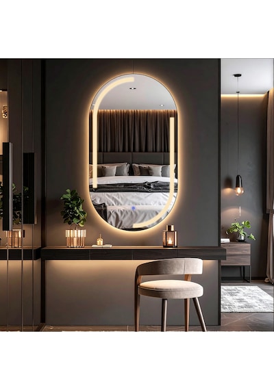 Lunare Günışığı Lazer Kumlamalı Lavabo & Banyo Aynası Dokunmatik Sensörlü 70 X 40 Cm