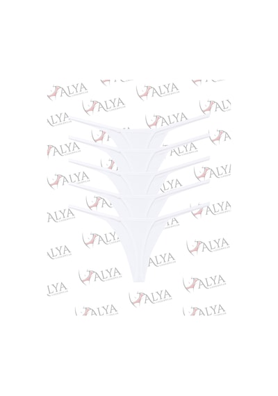 Alya Underwear Kadın Ipli Tanga Külotlar - 5 Li Paket Sarı, Mor, Mint, Somon,mavi 1301p Beyaz P05