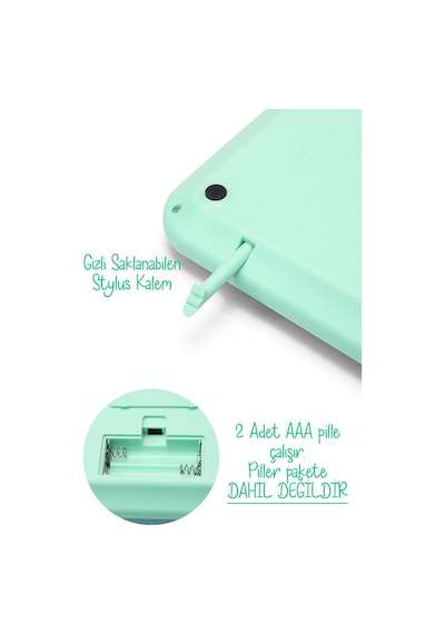 Lcd Ekran Yazı Tahtalı Hesap Makinesi 12 Haneli Tabletli Hesap Makinesi Pastel Yeşil