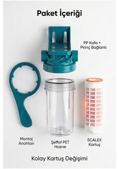 Ecosoft Scalex Kireç Önleyici Su Filtresi Aparat ½" Kombi Boyler Çamaşır Makinesi İtalyan Üretim