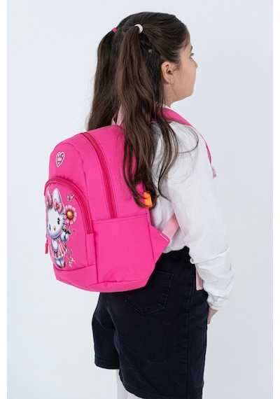 Pembe Hello Kitty Figürlü Kız Çocuk Anaokulu Sırt Çantası Çiçek Desenli, Sevimli Kreş Çantası Pembe