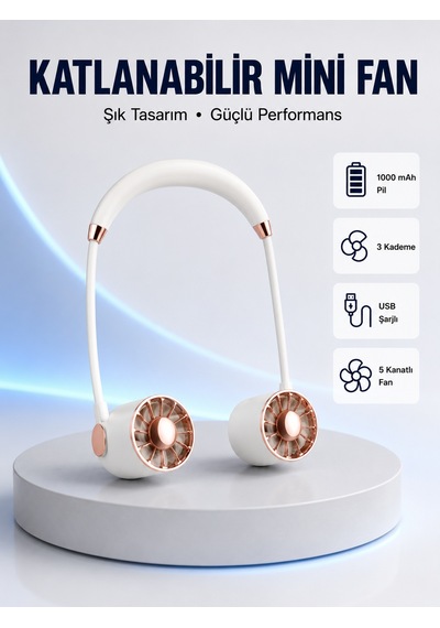5 Kanatlı Sessiz Mini Fan 3 Vitesli Katlanabilir Asılabilir - Bayi Depom