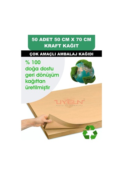50 Adet 50cm X 70cm 100 Gr. Kraft Ambalaj Kağıdı, Çeyiz Ev Eşyası Hediye Ürün Paketleme, Çocuk Etkinlikleri