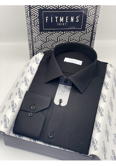 Klasik Uzun Kol Oxford Hediye Kutulu Kolay Ütülenebilir Erkek Gömlek Fs-001254 - Siyah-1388