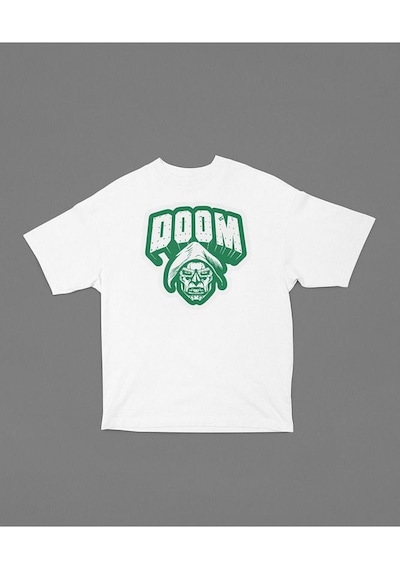 Doctor Doom Baskılı Unisex Oversize Marvel Tişört Beyaz