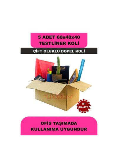 5 Adet 60x40x40 Ev Taşıma Kolisi, Çeyiz Kolisi, Boş Koli, Çift Oluklu Tssst Dopel