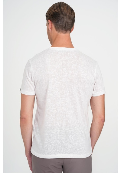 Efor Comfort Fit Bisiklet Yaka Viskon Karışımlı Casual Ekru Tişört Ts 902 Ekru