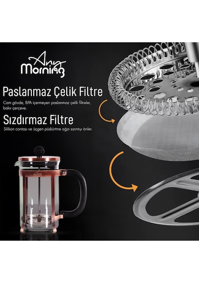 Any Morning Ff120 Kahve Ve Bitki Çayı İçin French Press 600 Ml Rose Gold