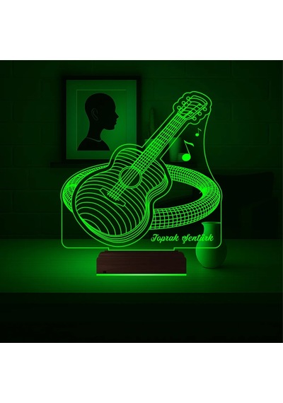 Luvivia Klasik Gitar Enstrüman Gitarist Hediye Kişiye Özel 3d Lamba - Masa Gece Lambası Şeffaf