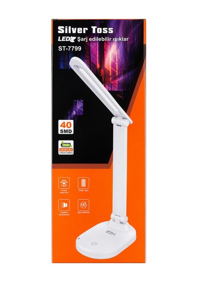 Şarjlı Led Masa Lambası 40 Led 2400 Mah Dokunmatik Katlanabilir Çalışma Lambası-beyaz Beyaz
