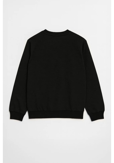 Markapia Erkek Bisiklet Yaka Düz Sweatshirt Siyah