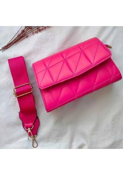 Kapitone Deri Tek Göz Askılı El Omuz Kadın Çantası Pembe Al3847 Pembe