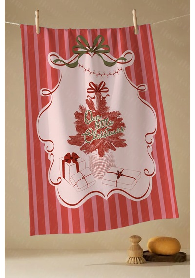 Yılbaşı & Christmas Desenli Tek Taraf Baskılı 4'lü Mutfak Havlusu Kurulama Bezi Seti 60x40 Cm Çok Renkli