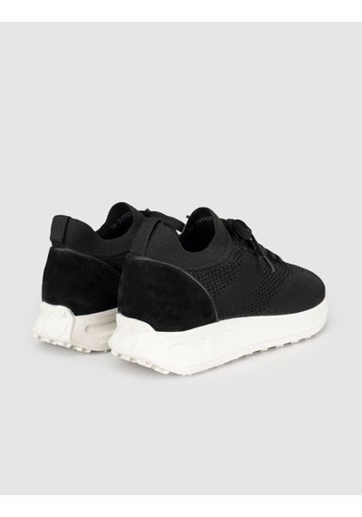 Siyah Triko Hakiki Deri Kadın Sneaker Ayakkabı