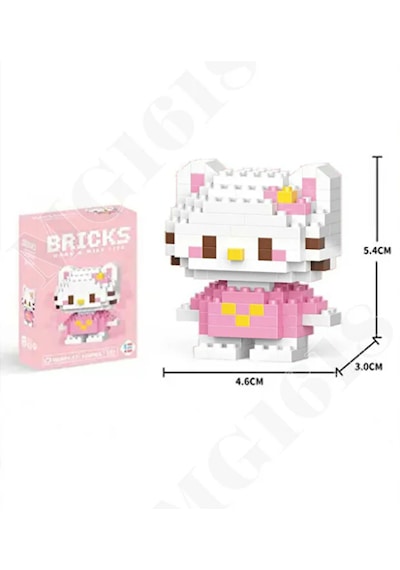 Bricks Sevimli Karakterler 3d Yapboz Hello Kitty Pembe