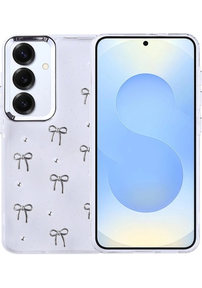 Samsung Uyumlu Galaxy S24 Plus Kılıf Airbag Tasarımlı Simli Şeffaf Zore Kutup Kapak Fiyonk