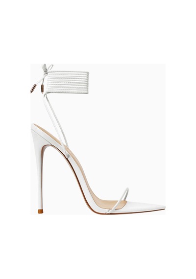 Femme La Luce Minimale Vegan Deri, 120mm Bilekten Bağlı Topuklu Sandalet Beyaz