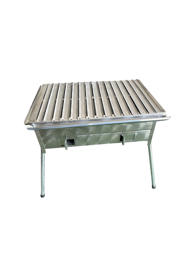 Paslanmaz Kömürlü Mangal Havalandırmalı 28 X 50 Cm Portatif