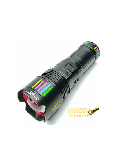 Ps-3900 Yedek Pilli Şarj Edilebilir Zoomlu Profesyonel El Feneri 8 18650 Pil Dahil Siyah