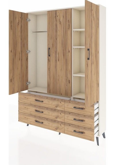 Arges Dolap 5 Raflı 6 Çekmeceli Tek Askılı 132x30x195 Aytaşı-çam/çam Atlas Çam/atlas Çam Arges Dolap 5 Raflı 6 Çekmeceli Tek Askılı 132x30x195 Aytaşı-çam/çam Atlas Çam/atlas Çam