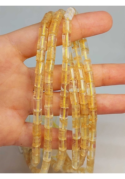 Bileklik Boy Golden & Rutil Kuvars Taşı Silindir Kesim 5.5x7.5mm Yarım Dizi 18cm Uzunluğundadır Çok Renkli