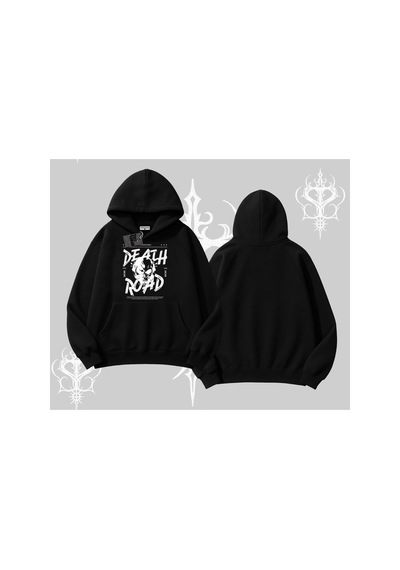 Tarzsokak Kapşonlu Sweatshirt Death Road Memento Mori Street Manifest Siyah
