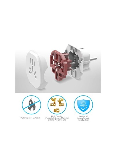 Infomax Evrensel Seyahat Priz Adaptörü 2300w Universal Fiş Dönüştürücü Eu Avrupa Priz Adaptörü Abd İngiltere Avustralya Çin Japonya  10a Beyaz