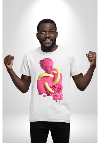 Pop Art Yaratıcı Heykel Pembe Unisex Unisex Beyaz Organik Baskılı T-shirt Penye Yüksek Kalite Beyaz Pop Art Yaratıcı Heykel Pembe Unisex Unisex Beyaz Organik Baskılı T-shirt Penye Yüksek Kalite Beyaz