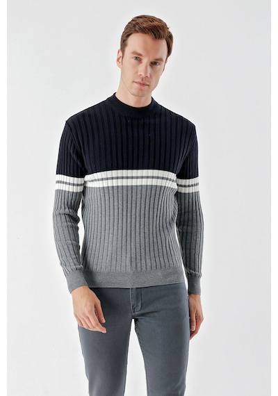Morven Erkek Grimel Trend Panolu Bato Yaka Dynamic Fit Rahat Kesim Triko 24kc017013102 Gri
