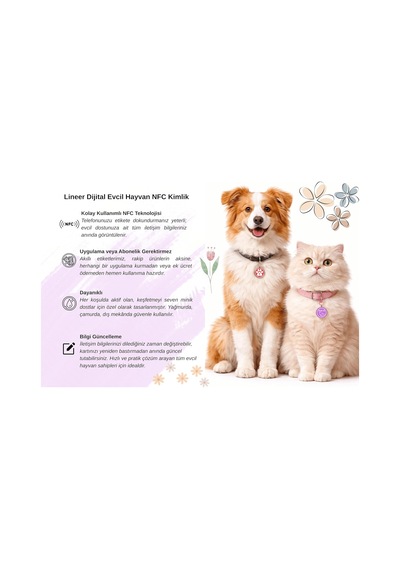 Nfc Etiketli Kedi Köpek Tasma Takısı - Kayıp Önleyici - Pet Güvenlik - Pet Dijital Kartvizit Pembe
