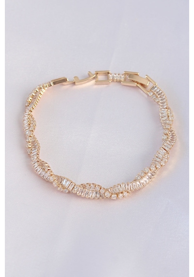 Ezoconcept Vip Seri Pirinç Zirkon Taşlı Gold Renk Sarmal Model Bileklik